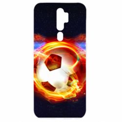 Чехол для Oppo A5/A9 2020 Soccer ball on fire in space - PrintSalon