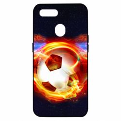 Чехол для Oppo A5s/A12 Soccer ball on fire in space - PrintSalon