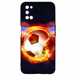Чехол для Oppo A52/A72/A92 Soccer ball on fire in space - PrintSalon