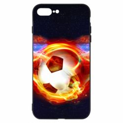 Чехол для iPhone 8 Plus Soccer ball on fire in space - PrintSalon