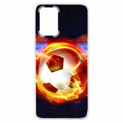 Чехол для Oppo A74 4G Soccer ball on fire in space - PrintSalon