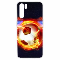Чехол для Oppo A91/Reno3 Soccer ball on fire in space - PrintSalon