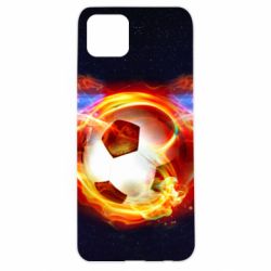 Чехол для Oppo A92s Soccer ball on fire in space - PrintSalon