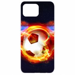 Чехол для Oppo Reno 4 Lite Soccer ball on fire in space - PrintSalon