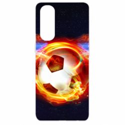 Чехол для Oppo Reno 4 Pro Soccer ball on fire in space - PrintSalon
