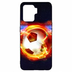 Чехол для Oppo Reno 5 Lite Soccer ball on fire in space - PrintSalon
