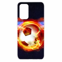 Чехол для Oppo Reno 5 4G Soccer ball on fire in space - PrintSalon