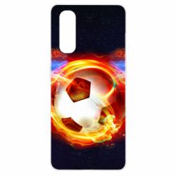 Чехол для Oppo Find X2 Soccer ball on fire in space - PrintSalon