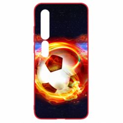 Чехол для Xiaomi Mi10/10 Pro Soccer ball on fire in space - PrintSalon