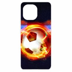 Чехол для Xiaomi Mi11 Soccer ball on fire in space - PrintSalon