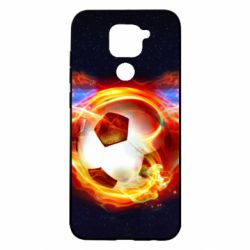Чехол для Xiaomi Redmi Note 9/Redmi 10X Soccer ball on fire in space - PrintSalon