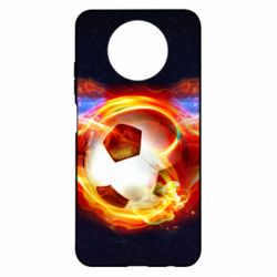 Чехол для Xiaomi Redmi Note 9 5G/Redmi Note 9T Soccer ball on fire in space - PrintSalon