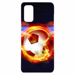 Чехол для Realme 7 Pro Soccer ball on fire in space - PrintSalon