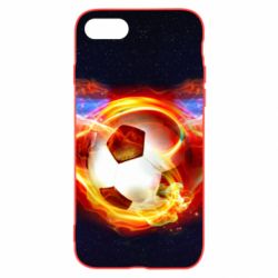 Чехол для iPhone SE 2022 Soccer ball on fire in space - PrintSalon