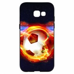 Чехол для Samsung A5 2017 Soccer ball on fire in space - PrintSalon