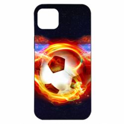 Чехол для iPhone 14 Plus Soccer ball on fire in space - PrintSalon