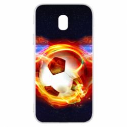 Чехол для Samsung J3 2017 Soccer ball on fire in space - PrintSalon