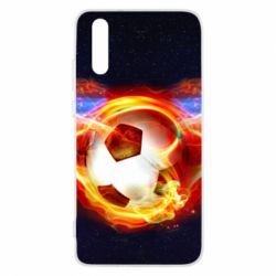 Чехол для Huawei P20 Soccer ball on fire in space - PrintSalon