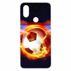 Чехол для Xiaomi Mi A2 Soccer ball on fire in space - PrintSalon