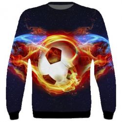 3D свитшот Soccer ball on fire in space - PrintSalon
