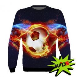 Детский 3D свитшот Soccer ball on fire in space - PrintSalon