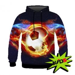 Дитяче 3D худі Soccer ball on fire in space