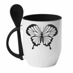 Чашка с ложкой Soft butterfly - PrintSalon