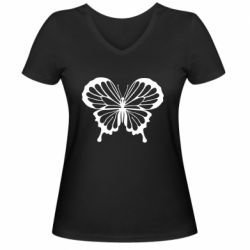 Женская футболка с V-образным вырезом Soft butterfly - PrintSalon