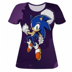 Женская футболка 3D Sonic in space - PrintSalon