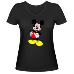 Женская футболка с V-образным вырезом Сool Mickey Mouse - PrintSalon