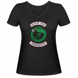 Женская футболка с V-образным вырезом South side serpents stripe - PrintSalon