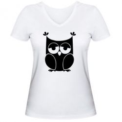 Женская футболка с V-образным вырезом Сова - PrintSalon