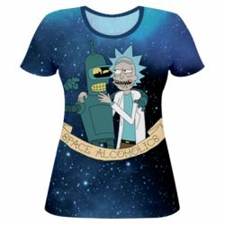 Женская футболка 3D Space alcoholics 2-PrintSalon Женская футболка 3D Space alcoholics 2