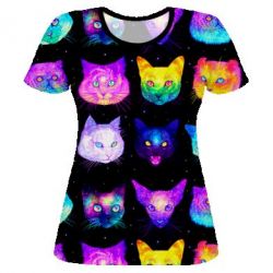 Женская футболка 3D Space Cats-PrintSalon Женская футболка 3D Space Cats
