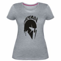 Женская премиум футболка Spartan minimalistic helmet - PrintSalon