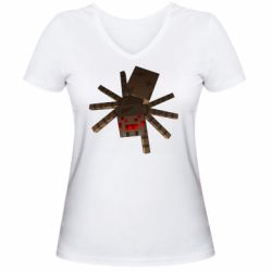 Женская футболка с V-образным вырезом Spider from Minecraft - PrintSalon
