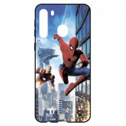 Чехол для Samsung A21 Spiderman and Ironman-PrintSalon Чехол для Samsung A21 Spiderman and Ironman