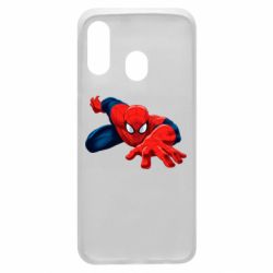 Чехол для Samsung A40 Spiderman and jump - PrintSalon