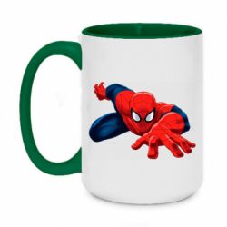 Чашка двухцветная 420ml Spiderman and jump - PrintSalon