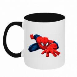 Чашка двухцветная 320ml Spiderman and jump - PrintSalon