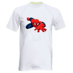 Мужская футболка для спорта Spiderman and jump - PrintSalon