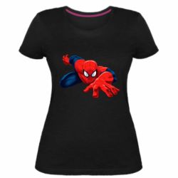 Женская премиум футболка Spiderman and jump - PrintSalon