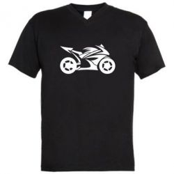 Мужская футболка  с V-образным вырезом Спортивный байк - PrintSalon