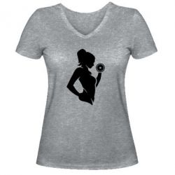 Женская футболка с V-образным вырезом Sports Girl - PrintSalon