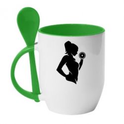 Чашка с ложкой Sports Girl - PrintSalon
