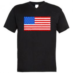 Мужская футболка  с V-образным вырезом США - PrintSalon