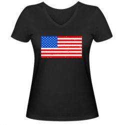 Женская футболка с V-образным вырезом США - PrintSalon