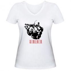 Жіноча футболка з V-подібним вирізом Stalker - PrintSalon
