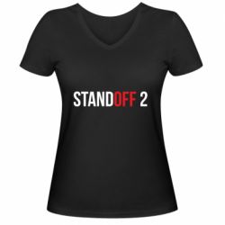 Женская футболка с V-образным вырезом Standoff 2 logo - PrintSalon
