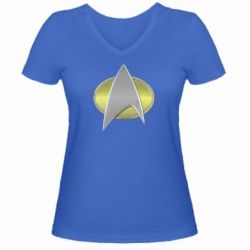Женская футболка с V-образным вырезом Star Trek Gold Logo - PrintSalon